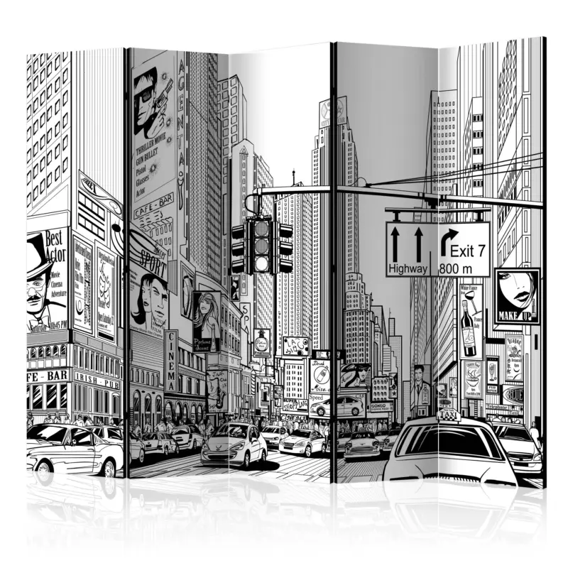 Kamerscherm - Street in New York city II [Room Dividers] - 225x172 Promotion Saisonnière
