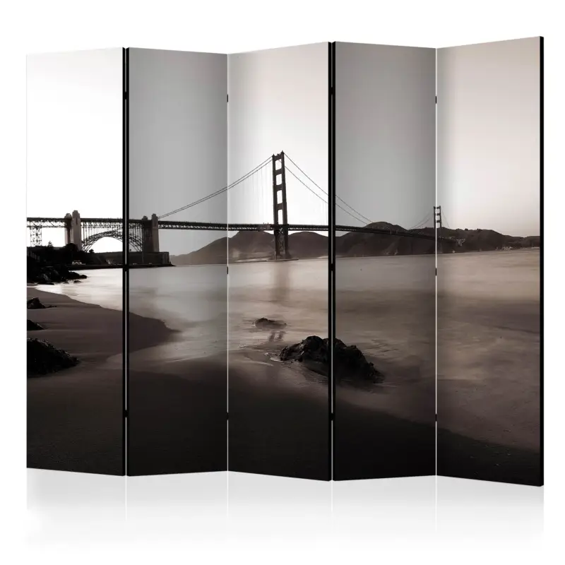 Kamerscherm - San Francisco: Golden Gate Bridge in black and white II [Room Dividers] - 225x172 Paiement Sécurisé