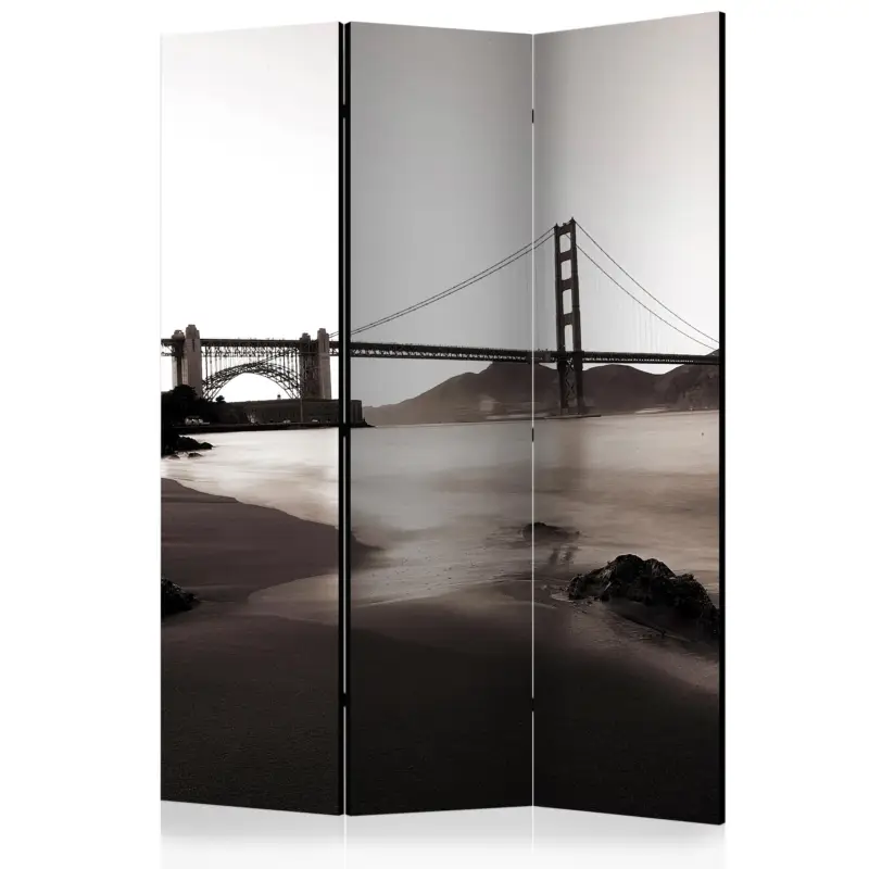 Kamerscherm - San Francisco: Golden Gate Bridge in black and white [Room Dividers] - 135x172 Livraison Express