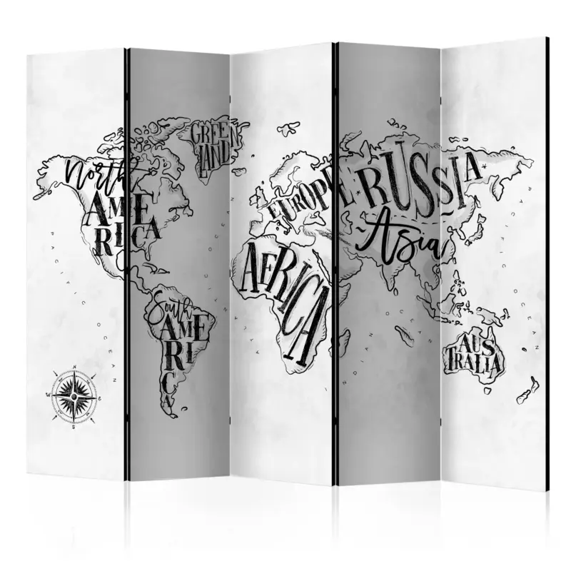 Kamerscherm - Retro Continents (Grey) II [Room Dividers] - 225x172 Certifié