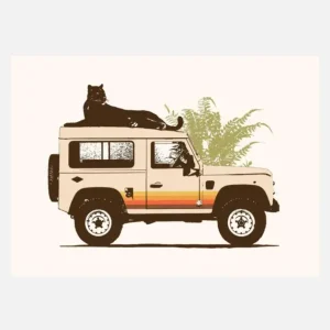 Black Panther On Car Canvasprint (30x40 cm) Soldes