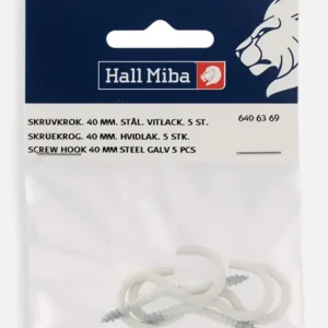 Livraison Gratuite Schroefhaak 40 mm staal wit gelakt 5 stuks