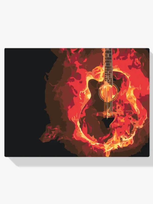 Vente Flash Schilderen op nummer – Brandende gitaar - 40x50cm
