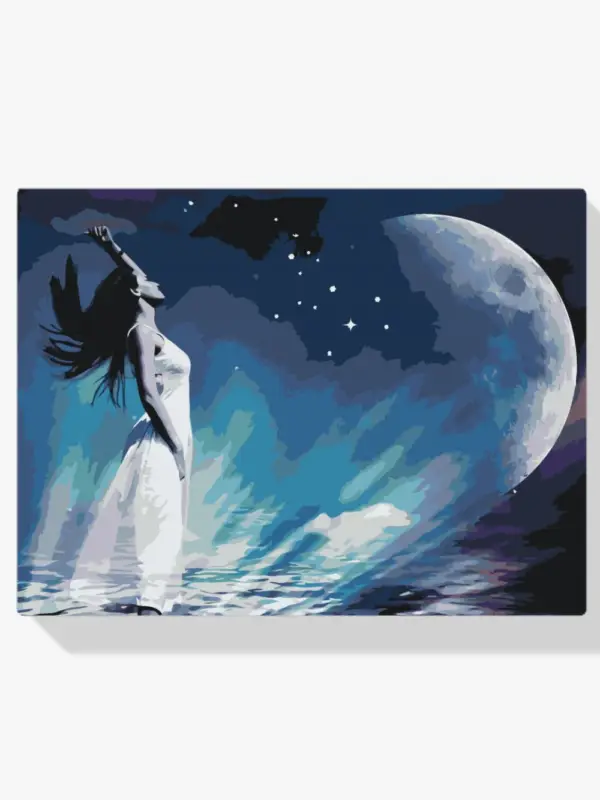 Achat Immédiat Schilderen op nummer – Vrouw in de ruimte - 110x110cm