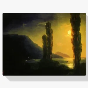 Acheter Direct Schilderen op nummer – Een maanverlichte nacht aan de rand van Jalta - 70x80cm