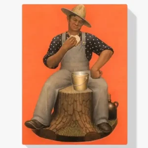 Achat Immédiat Schilderen op nummer – Boer die lunch eet - 110x110cm