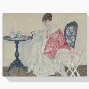 Achat Immédiat Schilderen op nummer – ​Meisje dat borduurt​ - 40x40cm