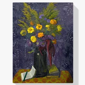 Acheter Direct Schilderen op nummer – Indiase anjers en gouden gerbetjes - 50x70cm