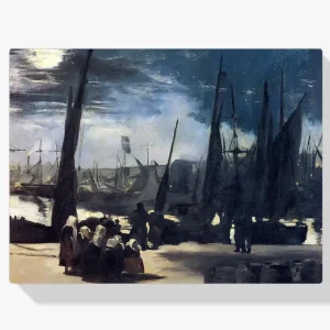 Vente Directe Schilderen op nummer – Maanlicht over de haven van Bologne - 70x70cm