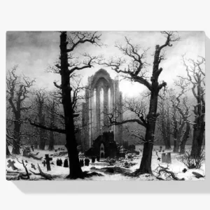 Vente Flash Schilderen op nummer – Kloosterbegraafplaats in de sneeuw - 90x90cm