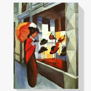 Vente Flash Schilderen op nummer – Vrouw met paraplu voor een hoedenwinkel - 70x80cm