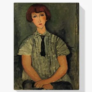 Achat Immédiat Schilderen op nummer – Jong meisje in een gestreepte blouse - 60x80cm