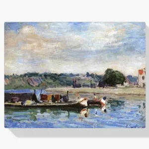 Achat Immédiat Schilderen op nummer – Oevers van de Loing bij Saint-Mammes - 60x80cm