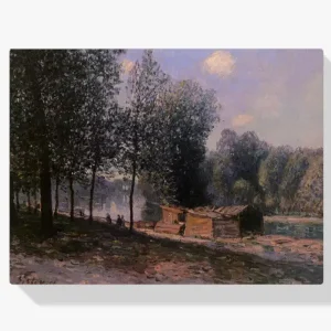 Acheter Direct Schilderen op nummer – Hutten aan de rivier de Loing Ochtend - 70x70cm