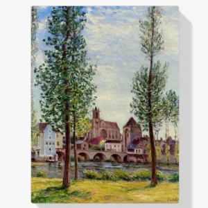 Vente Flash Schilderen op nummer – Uitzicht op Moret-sur-Loing door de bomen - 110x110cm