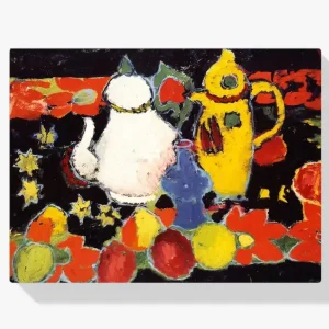 Achat Immédiat Schilderen op nummer – Stilleven met gele koffiepot en witte theepot - 60x80cm