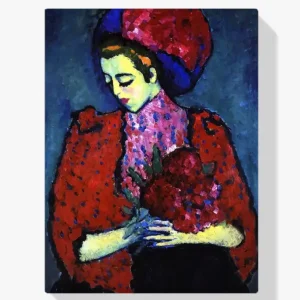 Acheter Direct Schilderen op nummer – Jonge vrouw met pioenen - 70x80cm