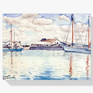 Achat Immédiat Schilderen op nummer – Uitzicht op de haven van Sables d’Olonne - 40x40cm