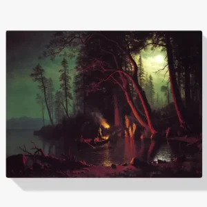 Vente Flash Schilderen op nummer – Speervissen bij fakkellicht bij Tahoe Meer - 100x100cm